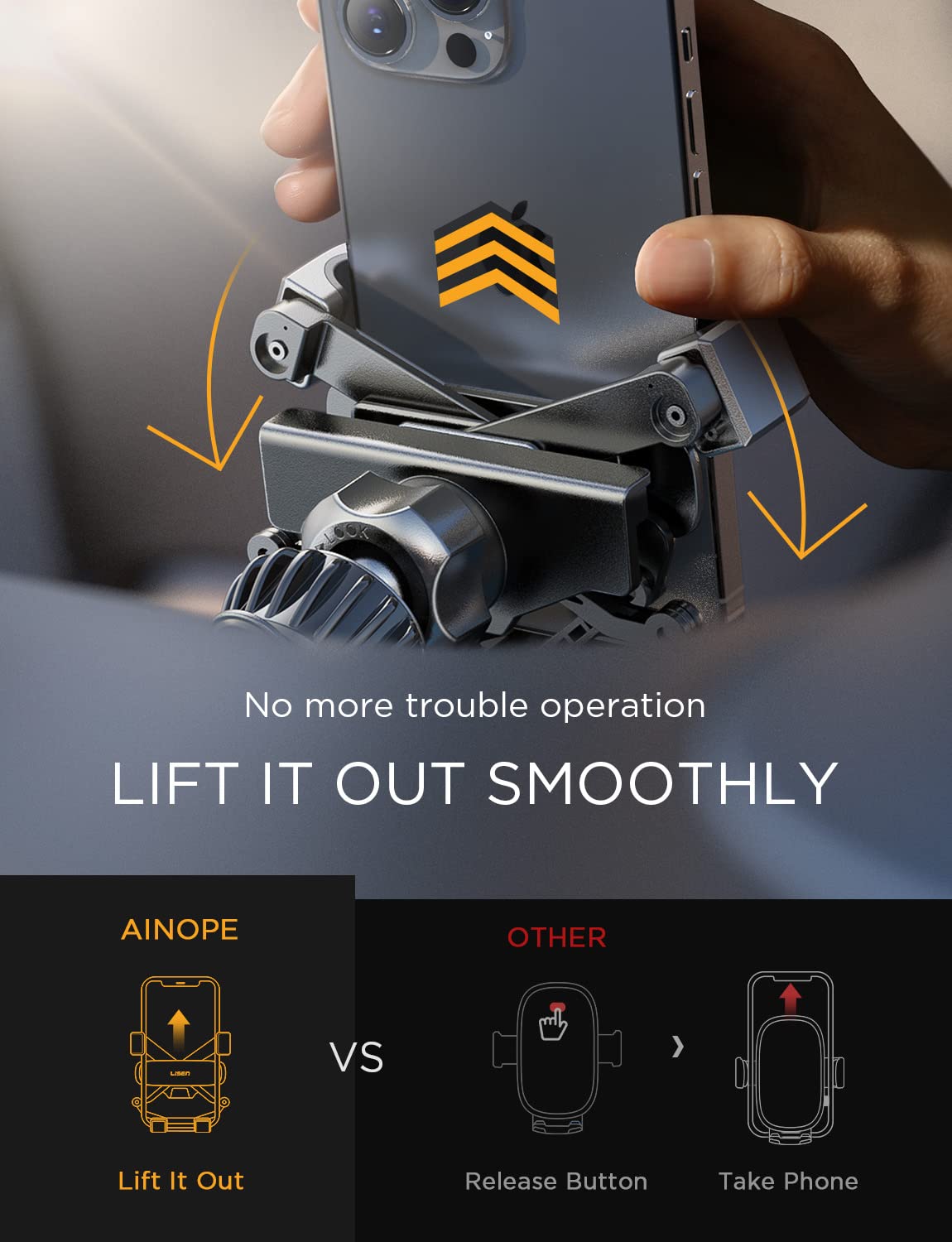 AINOPE Car Vent Phone Mount Holder for iPhone 17 Pro Max Car Mount [Drop-in Grip] Phone Holders for Your Car Air Vent Interior Accessories Gifts for Men for iPhone 17 Pro Max 16 15 14 Galaxy S26