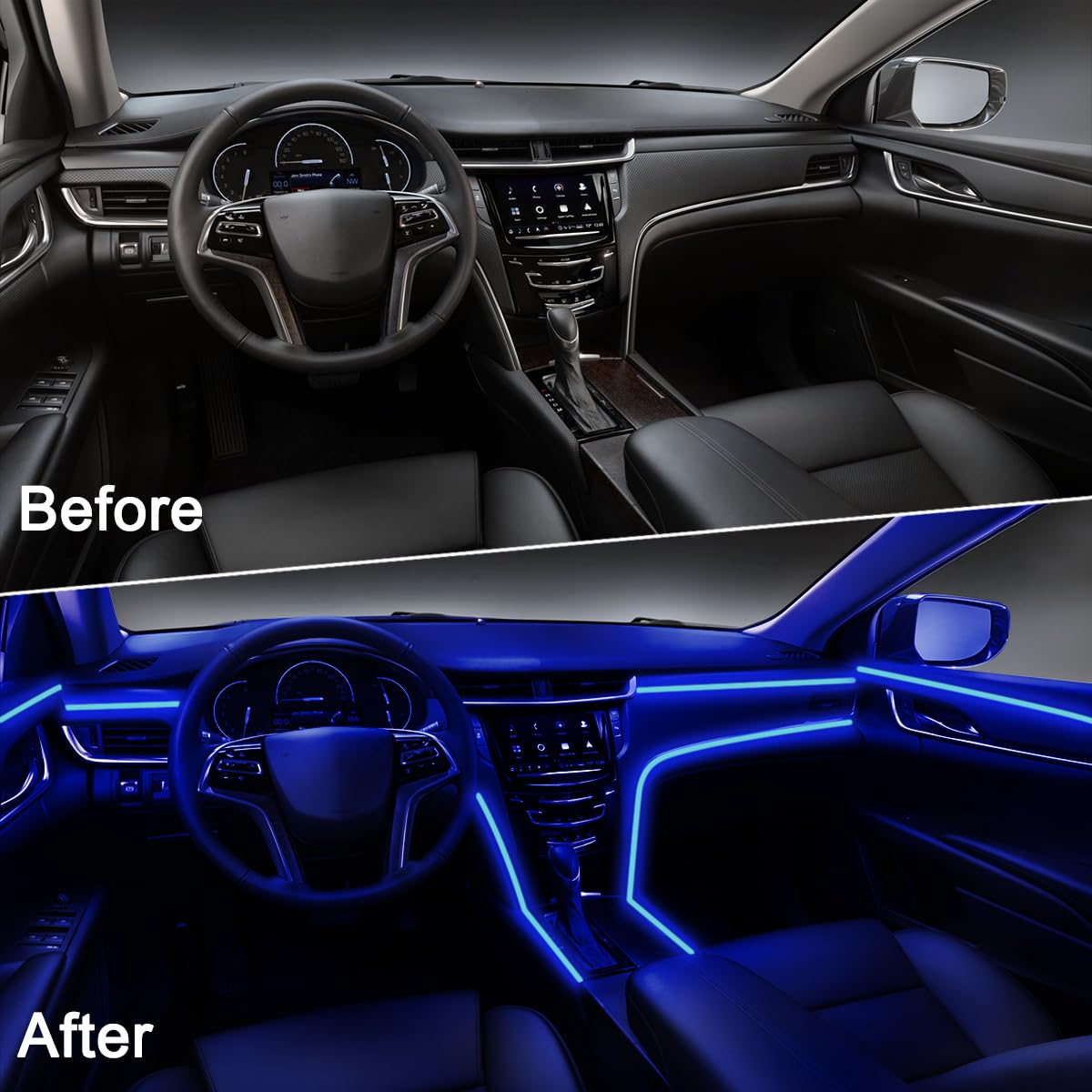Interior Car LED Strip Lights APP Control, 5 in 1 RGB 16 Million Colors Ambient Lighting Kit with 236 inches Fiber Optic, Music Mode Inside Car Lighting Decorations