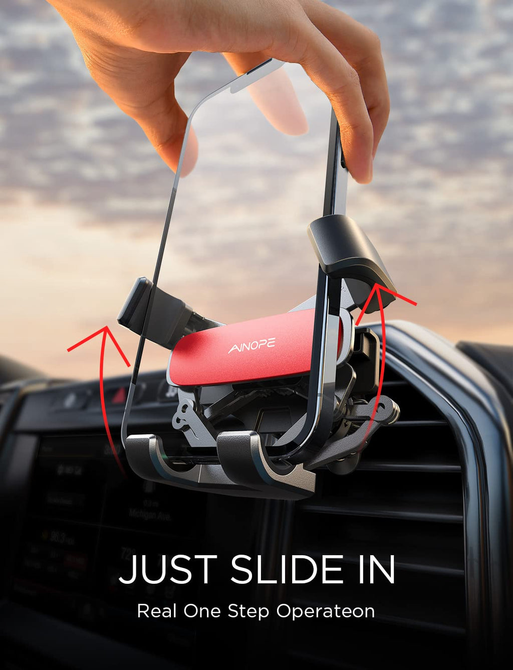 AINOPE Car Vent Phone Mount Holder for iPhone 17 Pro Max Car Mount [Drop-in Grip] Phone Holders for Your Car Air Vent Interior Accessories Gifts for Men for iPhone 17 Pro Max 16 15 14 Galaxy S26