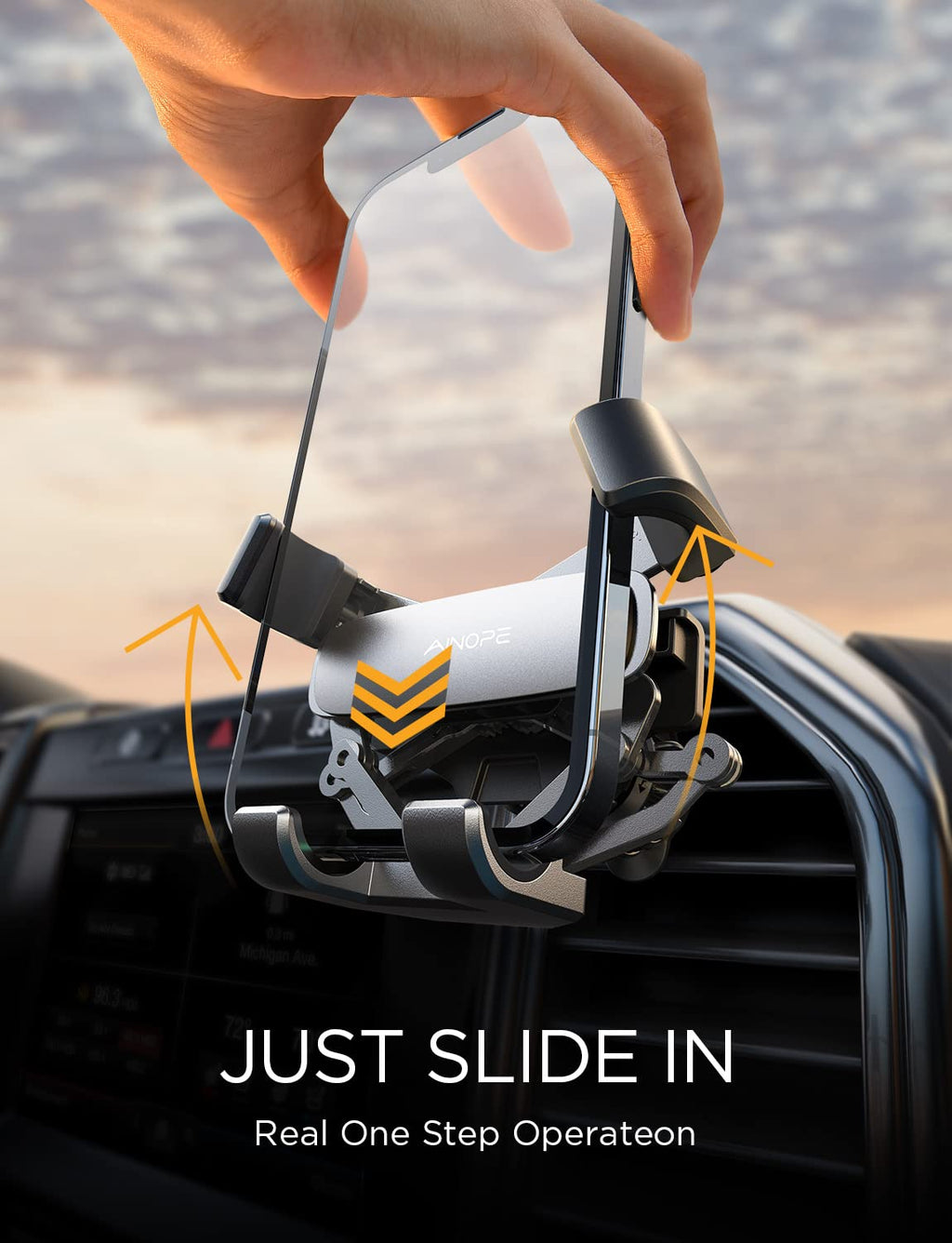 AINOPE Car Vent Phone Mount Holder for iPhone 17 Pro Max Car Mount [Drop-in Grip] Phone Holders for Your Car Air Vent Interior Accessories Gifts for Men for iPhone 17 Pro Max 16 15 14 Galaxy S26