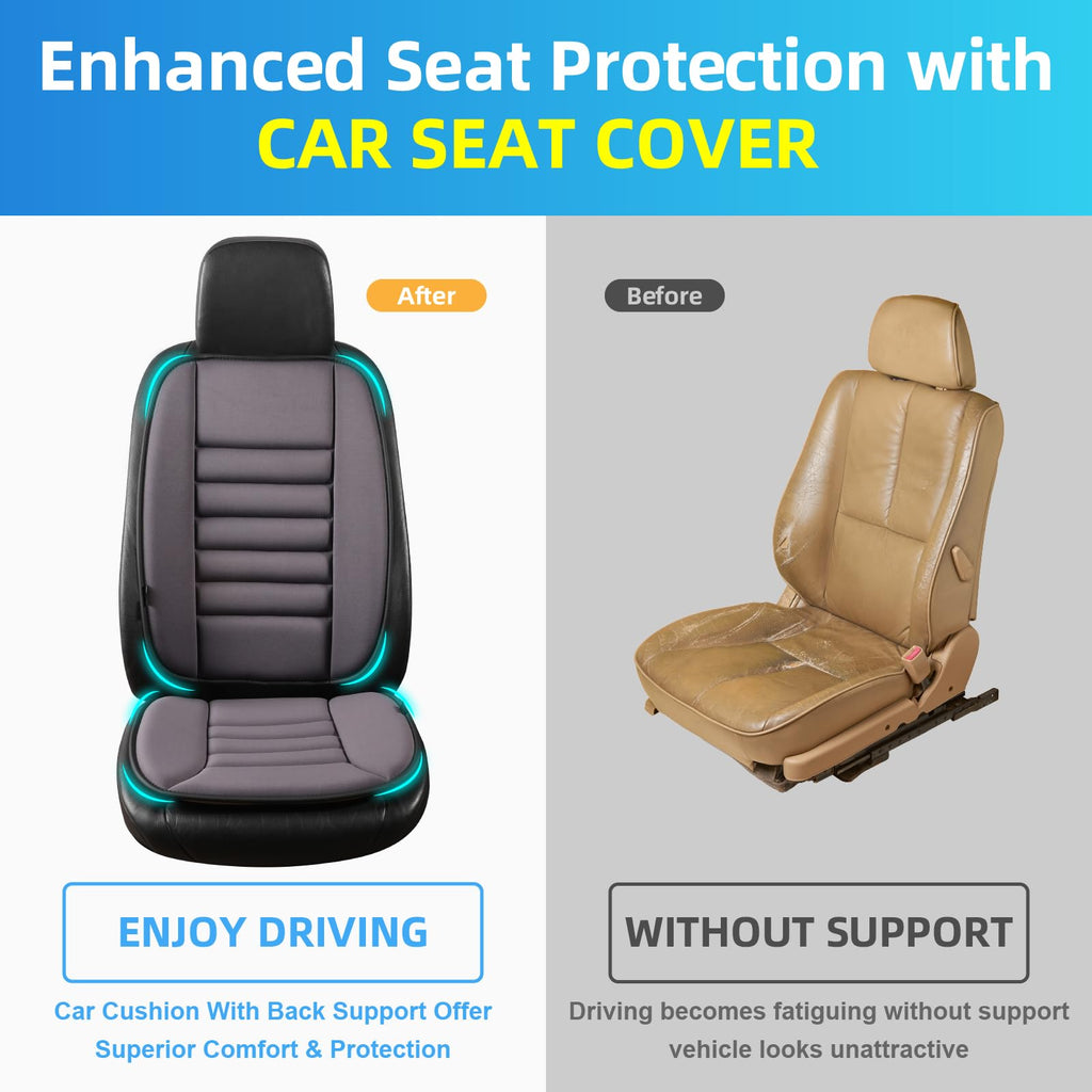 Lofty Aim Car Seat Cushion with Back Support Pillow, Comfy Lumbar Support & Seat Cushion, Memory Foam Driving Pillow for Back-Sciatica Pain Relief, Auto Pad Suitable for Car, Truck, SUV - Black