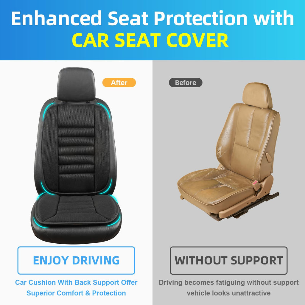 Lofty Aim Car Seat Cushion with Back Support Pillow, Comfy Lumbar Support & Seat Cushion, Memory Foam Driving Pillow for Back-Sciatica Pain Relief, Auto Pad Suitable for Car, Truck, SUV - Black