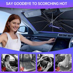 2026 Windshield Sun Shade Umbrella, Foldable Car Umbrella Sunshade with UV Block Car Front Window (Heat Insulation Protection) for Auto Windshield Covers Blackout Trucks Cars (Large)