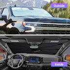 2026 Windshield Sun Shade Umbrella, Foldable Car Umbrella Sunshade with UV Block Car Front Window (Heat Insulation Protection) for Auto Windshield Covers Blackout Trucks Cars (Large)