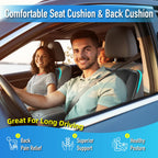 Lofty Aim Car Seat Cushion with Back Support Pillow, Comfy Lumbar Support & Seat Cushion, Memory Foam Driving Pillow for Back-Sciatica Pain Relief, Auto Pad Suitable for Car, Truck, SUV - Black