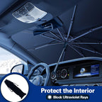 2026 Windshield Sun Shade Umbrella, Foldable Car Umbrella Sunshade with UV Block Car Front Window (Heat Insulation Protection) for Auto Windshield Covers Blackout Trucks Cars (Large)