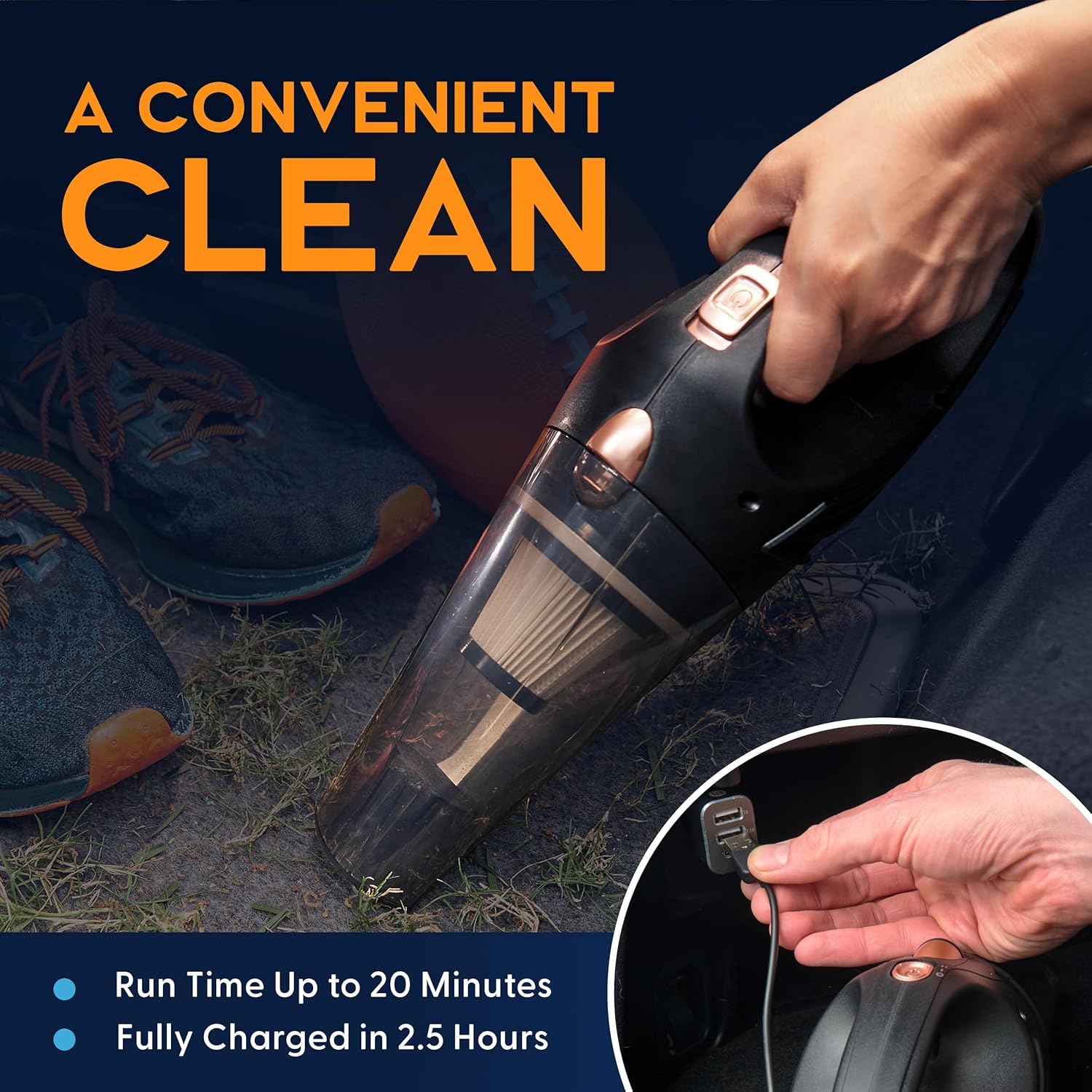 THISWORX Car Vacuum Cleaner - Portable, High Power, Handheld Vacuums w/ 3 Attachments, 16 Ft Cord & Bag - 12v, Auto Accessories Kit for Interior Detailing - Black