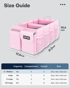 HOTOR Trunk Organizer - Car Organizer, Foldable Trunk organizer for SUVs & Sedans, Sturdy Car Organization for Car Accessories, Tools, Sundries, Black, 2 Compartments, 21.3"×12.6"×10.6"