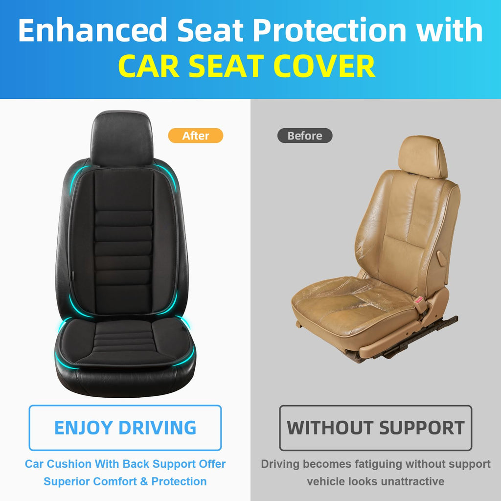 Lofty Aim Car Seat Cushion with Back Support Pillow, Comfy Lumbar Support & Seat Cushion, Memory Foam Driving Pillow for Back-Sciatica Pain Relief, Auto Pad Suitable for Car, Truck, SUV - Black