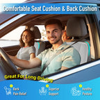 Lofty Aim Car Seat Cushion with Back Support Pillow, Comfy Lumbar Support & Seat Cushion, Memory Foam Driving Pillow for Back-Sciatica Pain Relief, Auto Pad Suitable for Car, Truck, SUV - Black