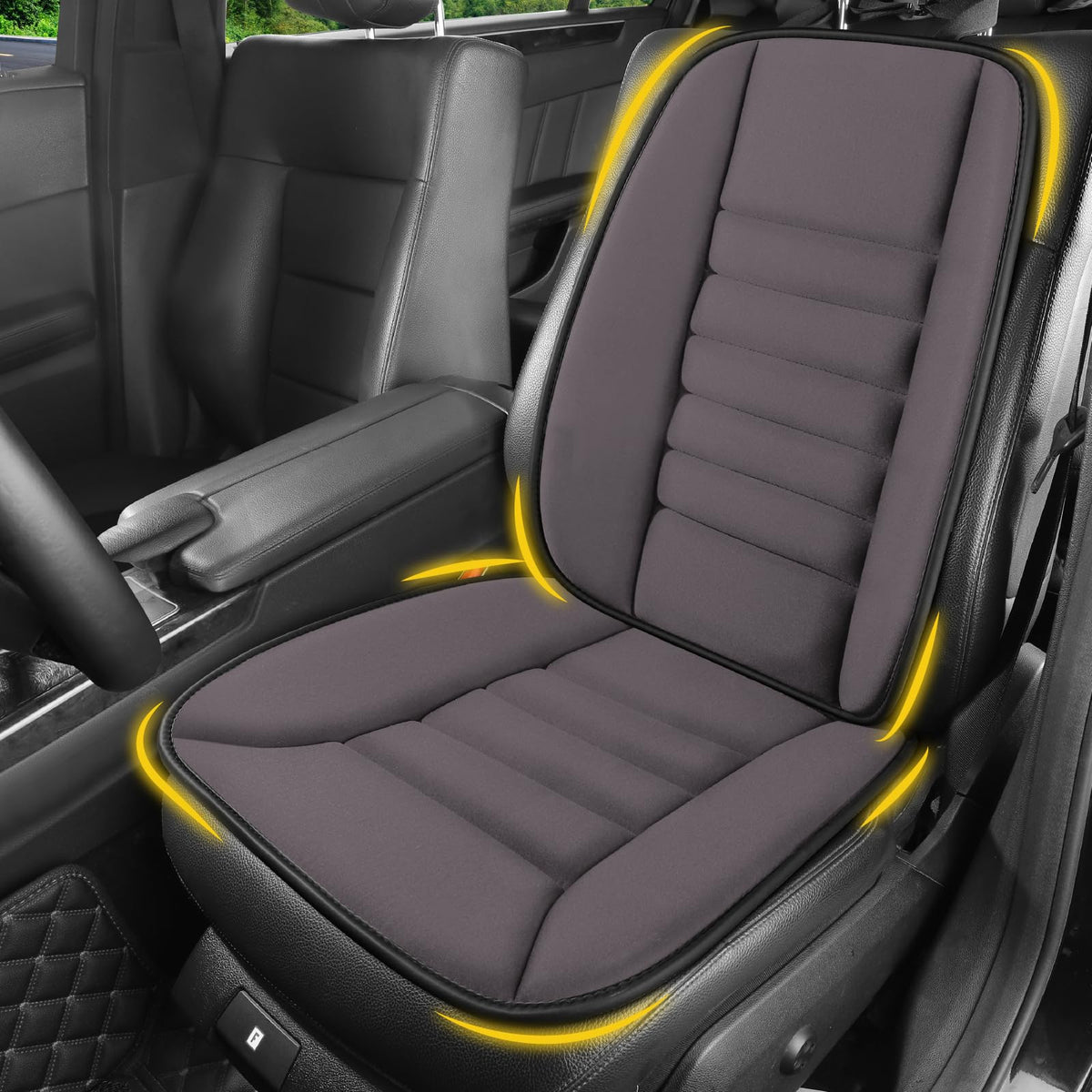 Lofty Aim Car Seat Cushion with Back Support Pillow, Comfy Lumbar Support & Seat Cushion, Memory Foam Driving Pillow for Back-Sciatica Pain Relief, Auto Pad Suitable for Car, Truck, SUV - Black