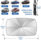 2026 Windshield Sun Shade Umbrella, Foldable Car Umbrella Sunshade with UV Block Car Front Window (Heat Insulation Protection) for Auto Windshield Covers Blackout Trucks Cars (Large)