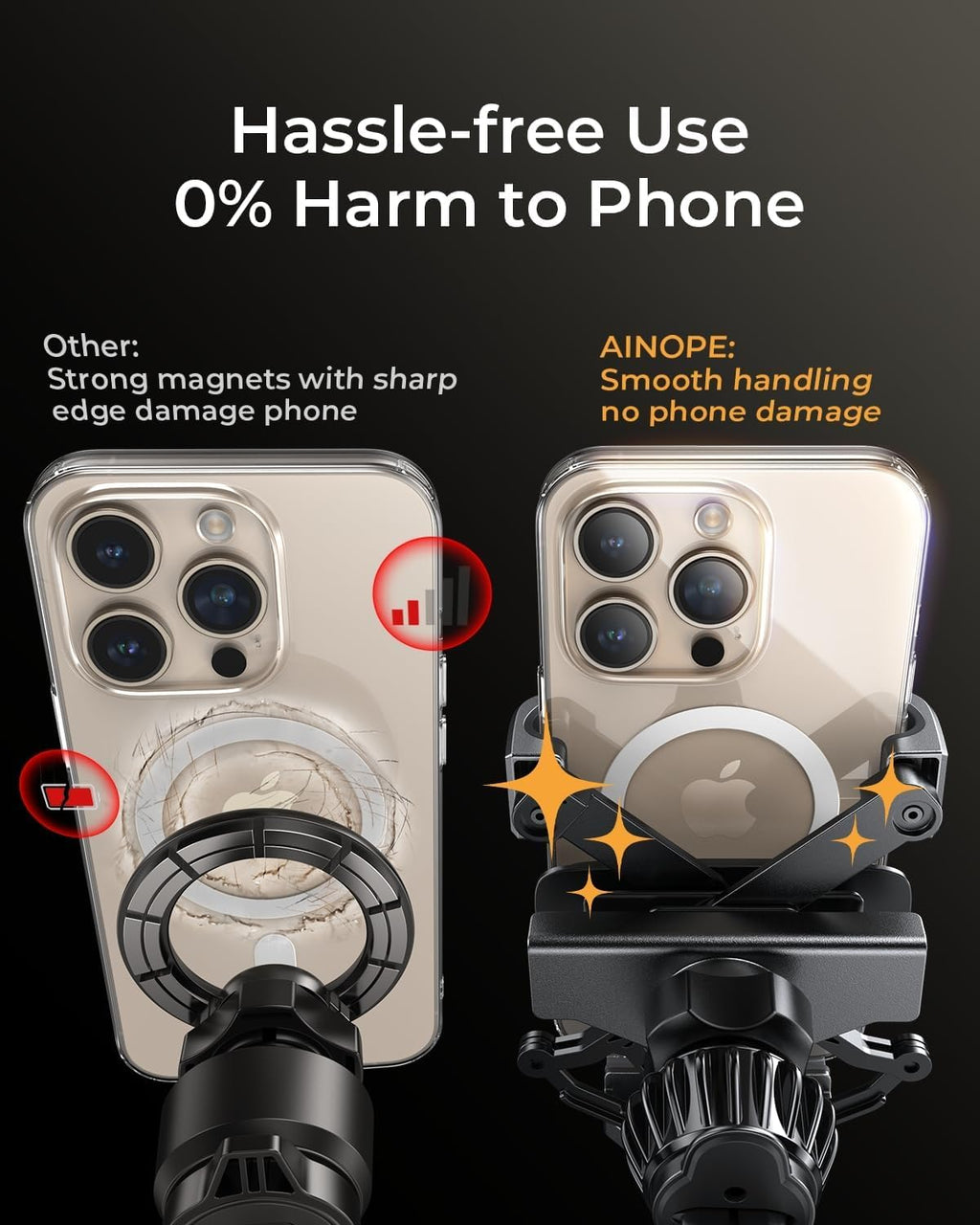 AINOPE Car Vent Phone Mount Holder for iPhone 17 Pro Max Car Mount [Drop-in Grip] Phone Holders for Your Car Air Vent Interior Accessories Gifts for Men for iPhone 17 Pro Max 16 15 14 Galaxy S26