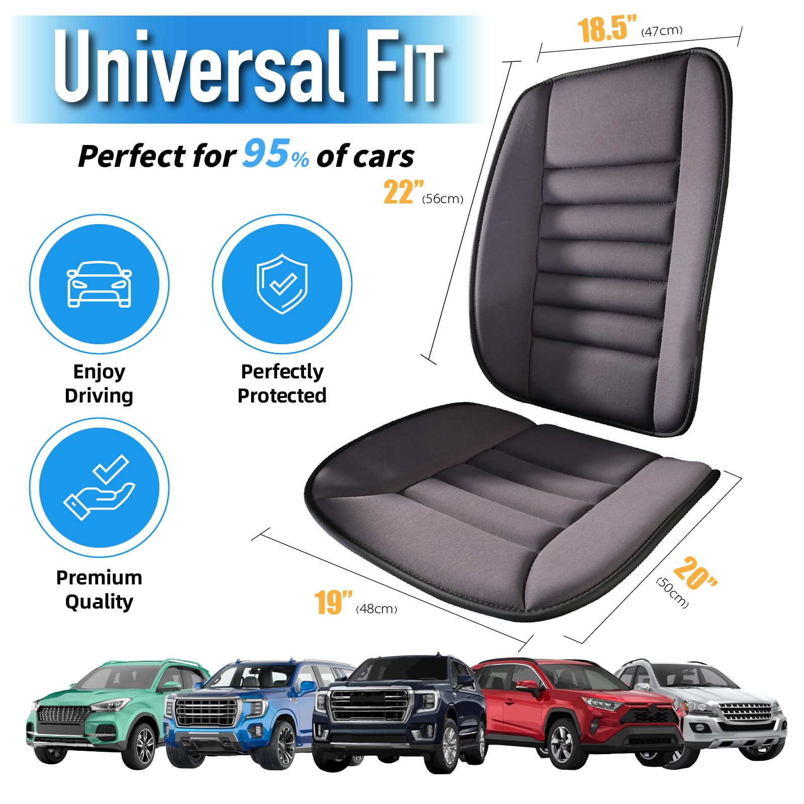 Lofty Aim Car Seat Cushion with Back Support Pillow, Comfy Lumbar Support & Seat Cushion, Memory Foam Driving Pillow for Back-Sciatica Pain Relief, Auto Pad Suitable for Car, Truck, SUV - Black