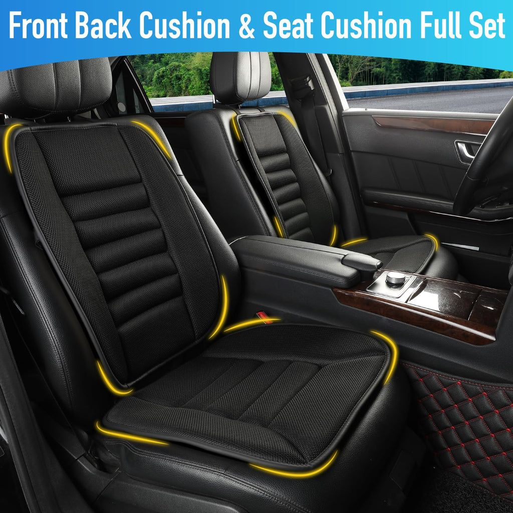 Lofty Aim Car Seat Cushion with Back Support Pillow, Comfy Lumbar Support & Seat Cushion, Memory Foam Driving Pillow for Back-Sciatica Pain Relief, Auto Pad Suitable for Car, Truck, SUV - Black