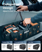 HOTOR Trunk Organizer - Car Organizer, Foldable Trunk organizer for SUVs & Sedans, Sturdy Car Organization for Car Accessories, Tools, Sundries, Black, 2 Compartments, 21.3"×12.6"×10.6"