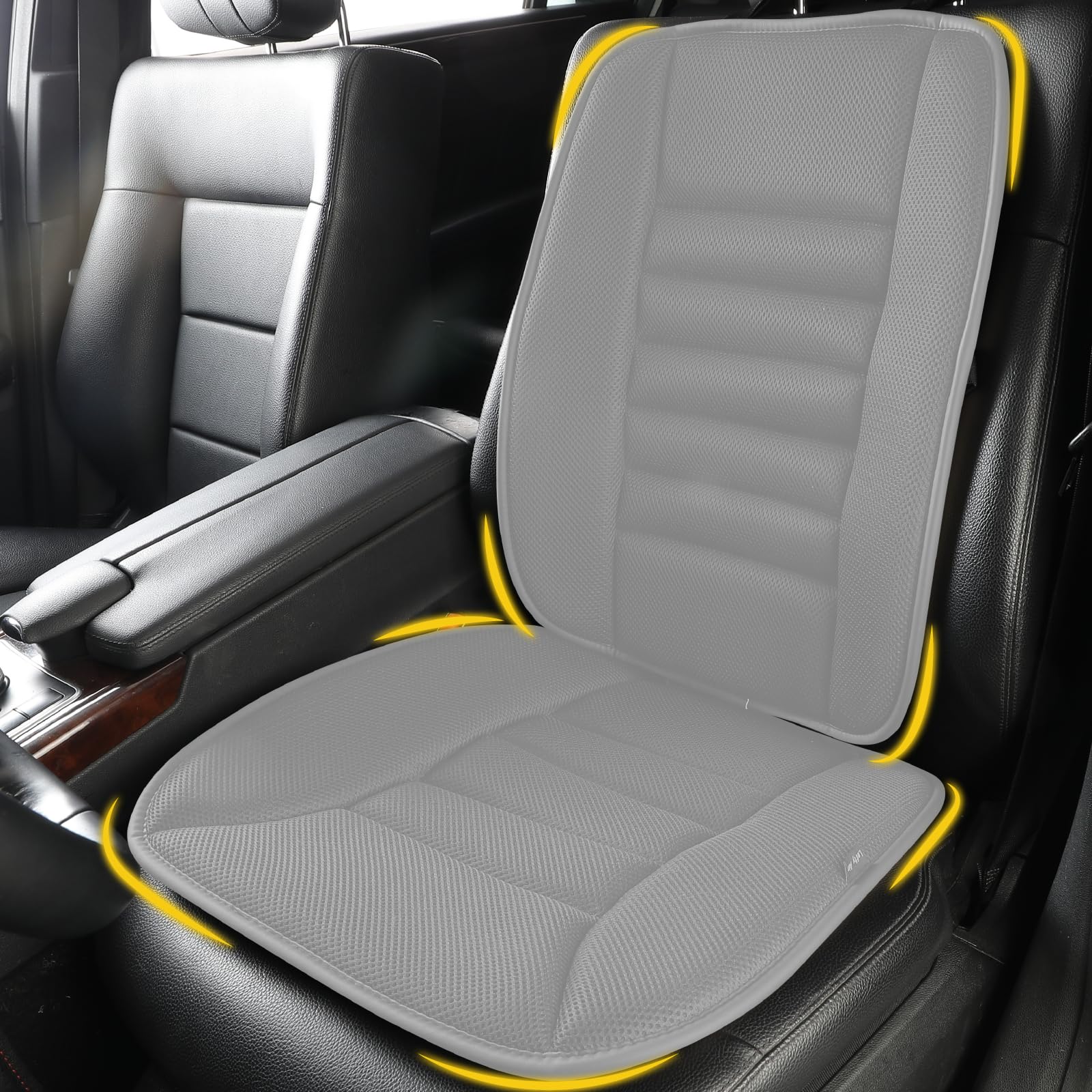 Lofty Aim Car Seat Cushion with Back Support Pillow, Comfy Lumbar Support & Seat Cushion, Memory Foam Driving Pillow for Back-Sciatica Pain Relief, Auto Pad Suitable for Car, Truck, SUV - Black