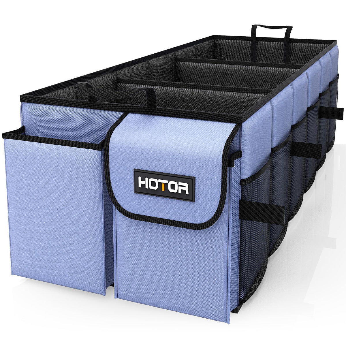 HOTOR Trunk Organizer - Car Organizer, Foldable Trunk organizer for SUVs & Sedans, Sturdy Car Organization for Car Accessories, Tools, Sundries, Black, 2 Compartments, 21.3"×12.6"×10.6"
