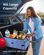 HOTOR Trunk Organizer - Car Organizer, Foldable Trunk organizer for SUVs & Sedans, Sturdy Car Organization for Car Accessories, Tools, Sundries, Black, 2 Compartments, 21.3"×12.6"×10.6"