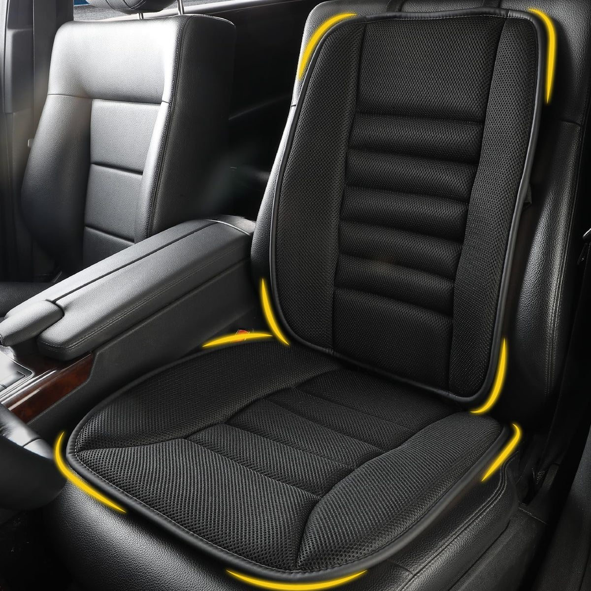 Lofty Aim Car Seat Cushion with Back Support Pillow, Comfy Lumbar Support & Seat Cushion, Memory Foam Driving Pillow for Back-Sciatica Pain Relief, Auto Pad Suitable for Car, Truck, SUV - Black