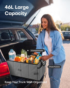 HOTOR Trunk Organizer - Car Organizer, Foldable Trunk organizer for SUVs & Sedans, Sturdy Car Organization for Car Accessories, Tools, Sundries, Black, 2 Compartments, 21.3"×12.6"×10.6"