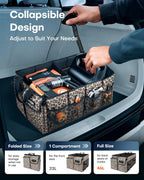 HOTOR Trunk Organizer - Car Organizer, Foldable Trunk organizer for SUVs & Sedans, Sturdy Car Organization for Car Accessories, Tools, Sundries, Black, 2 Compartments, 21.3"×12.6"×10.6"