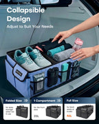 HOTOR Trunk Organizer - Car Organizer, Foldable Trunk organizer for SUVs & Sedans, Sturdy Car Organization for Car Accessories, Tools, Sundries, Black, 2 Compartments, 21.3"×12.6"×10.6"