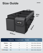 HOTOR Trunk Organizer - Car Organizer, Foldable Trunk organizer for SUVs & Sedans, Sturdy Car Organization for Car Accessories, Tools, Sundries, Black, 2 Compartments, 21.3"×12.6"×10.6"