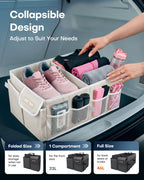 HOTOR Trunk Organizer - Car Organizer, Foldable Trunk organizer for SUVs & Sedans, Sturdy Car Organization for Car Accessories, Tools, Sundries, Black, 2 Compartments, 21.3"×12.6"×10.6"
