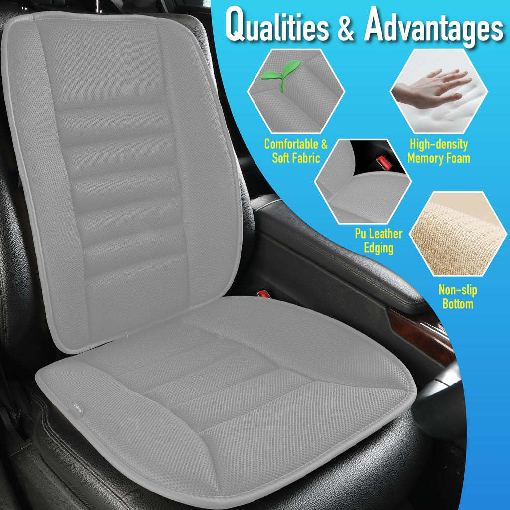 Lofty Aim Car Seat Cushion with Back Support Pillow, Comfy Lumbar Support & Seat Cushion, Memory Foam Driving Pillow for Back-Sciatica Pain Relief, Auto Pad Suitable for Car, Truck, SUV - Black