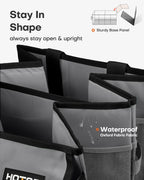 HOTOR Trunk Organizer - Car Organizer, Foldable Trunk organizer for SUVs & Sedans, Sturdy Car Organization for Car Accessories, Tools, Sundries, Black, 2 Compartments, 21.3"×12.6"×10.6"