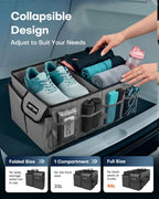 HOTOR Trunk Organizer - Car Organizer, Foldable Trunk organizer for SUVs & Sedans, Sturdy Car Organization for Car Accessories, Tools, Sundries, Black, 2 Compartments, 21.3"×12.6"×10.6"