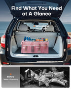 HOTOR Trunk Organizer - Car Organizer, Foldable Trunk organizer for SUVs & Sedans, Sturdy Car Organization for Car Accessories, Tools, Sundries, Black, 2 Compartments, 21.3"×12.6"×10.6"