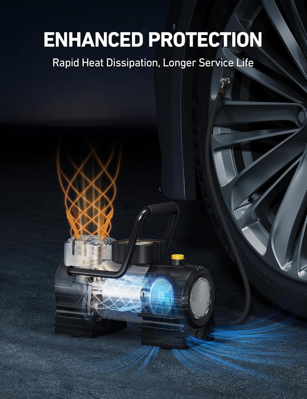 AstroAI Tire Inflator Portable Air Compressor 150 PSI 12V DC Tire Pump with Digital Gauge Auto Shut-Off Fast Inflation, Ultra-Bright 12 LED Emergency Light for Car, Motorcycle, Bike, Ball, Inflatables