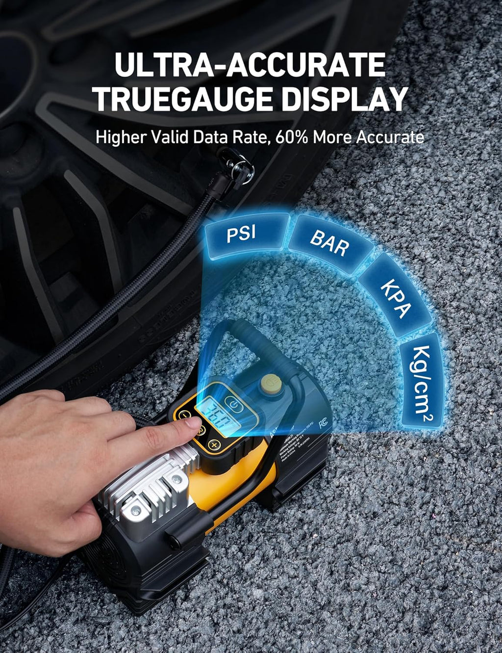 AstroAI Tire Inflator Portable Air Compressor 150 PSI 12V DC Tire Pump with Digital Gauge Auto Shut-Off Fast Inflation, Ultra-Bright 12 LED Emergency Light for Car, Motorcycle, Bike, Ball, Inflatables